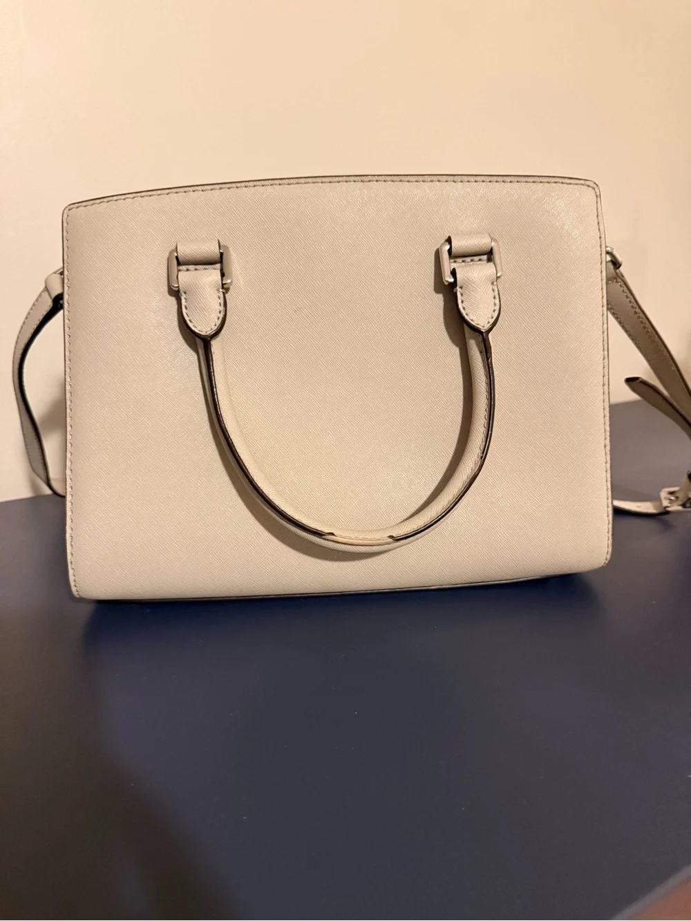 Michael Kors Ivory Leather Satchel with Detachable Strap